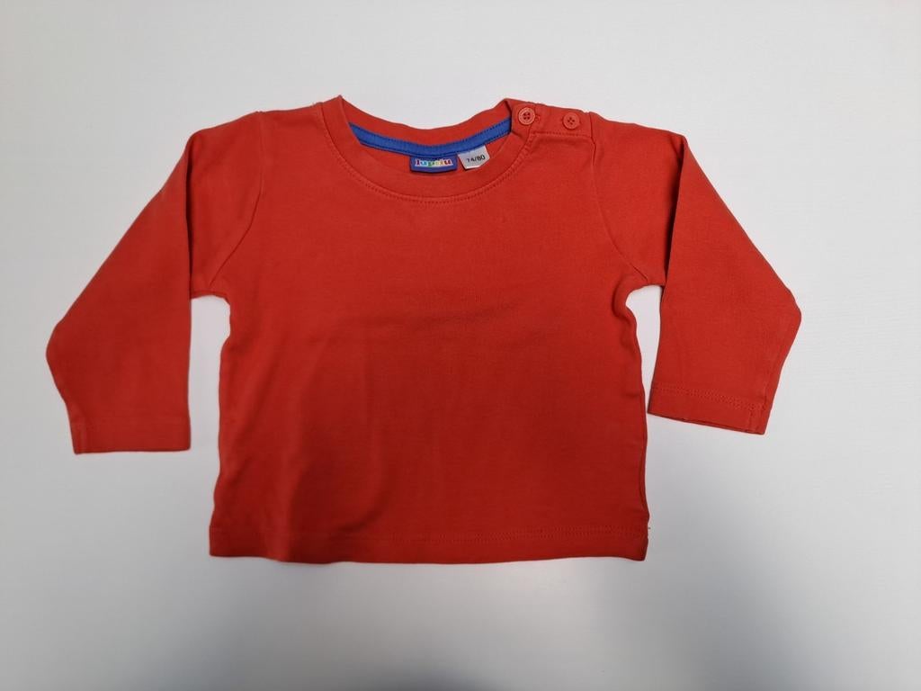T-shirt orange à manches longues t 74-80, Enfants & Bébés, Garçon ou Fille, Enlèvement ou Envoi, Utilisé, Chemisette ou Manches longues