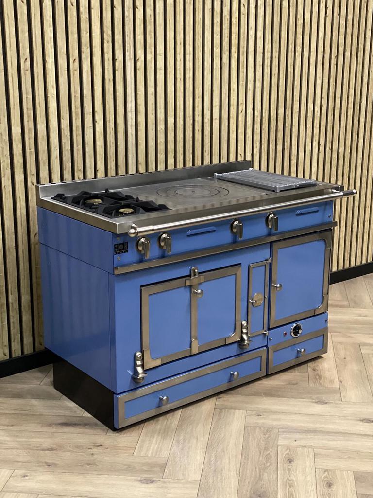Exclusief Fornuis La Cornue Babyblauw 120cm + Warmhoudkast, Ophalen of Verzenden, Grill, Gas
