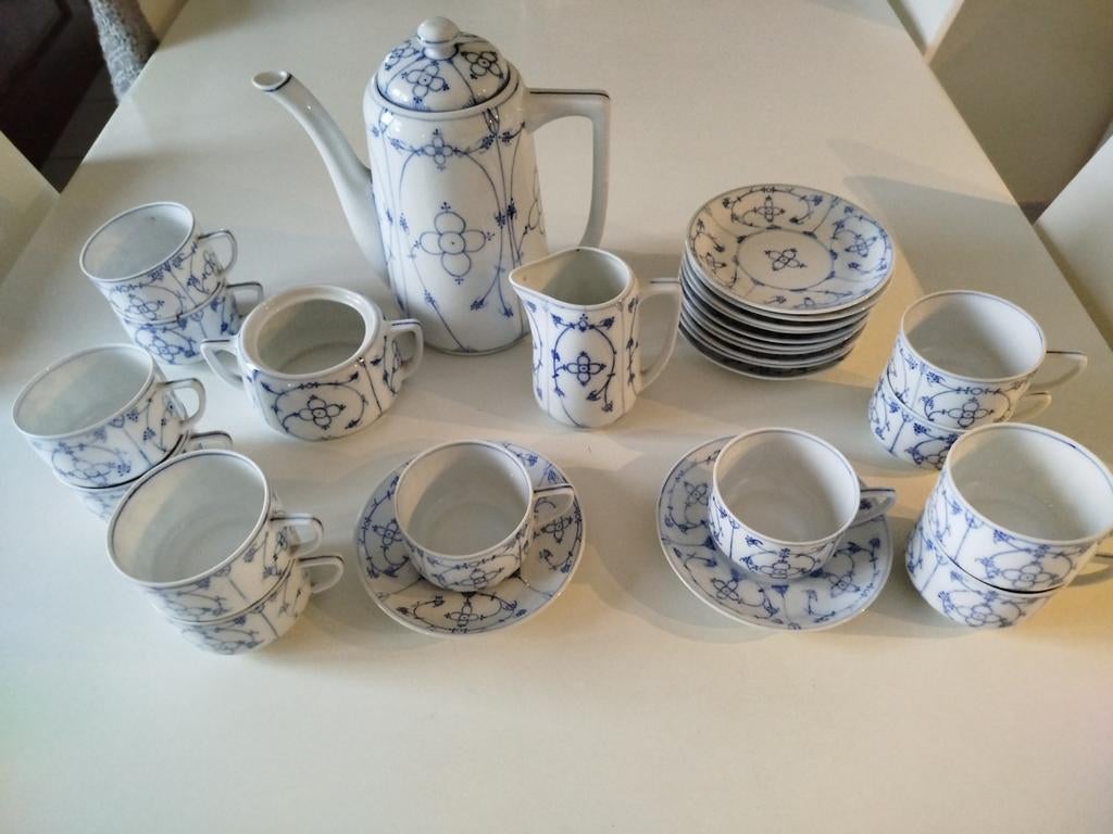 Antiek koffieservies 1930 Victoria Indian Blue, Antiek en Kunst, Ophalen