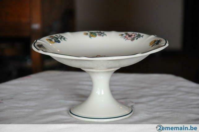 compotier sur pied boch decor fleur