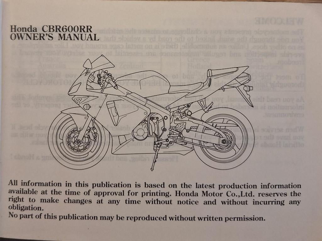 Origineel Honda CBR600RR Instructieboekje - Handleiding, Verzenden, Honda