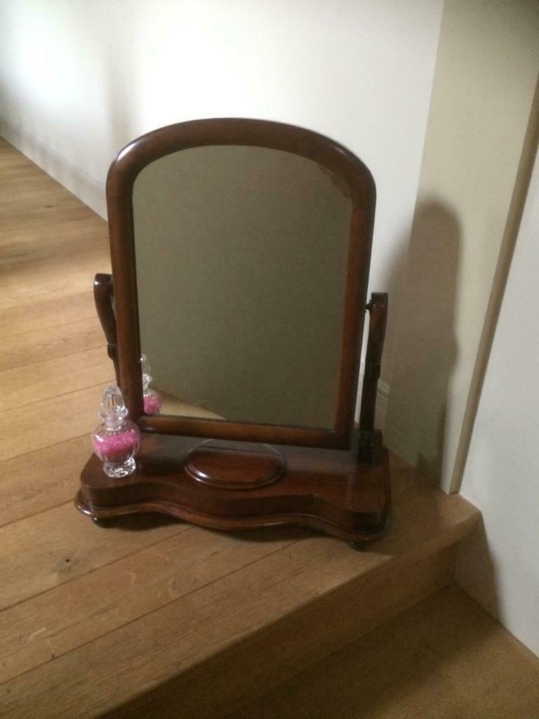 Antieke Engelse Mahonie Houten Kantelbare Kapspiegel, Antiek en Kunst, Ophalen
