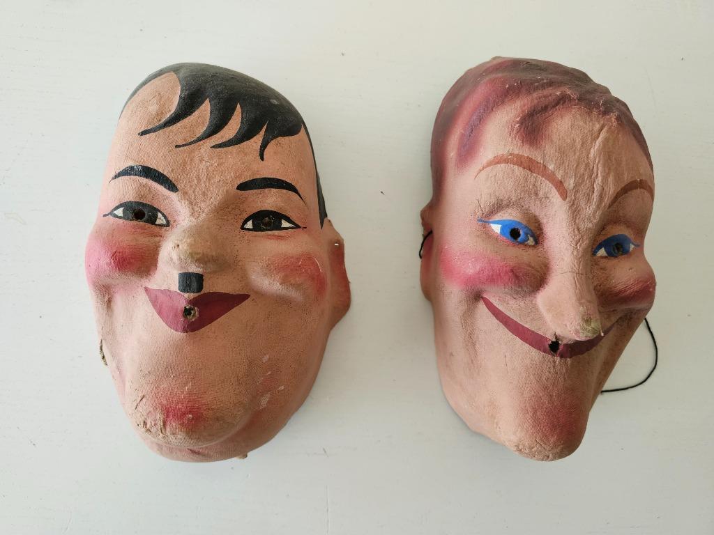 Laurel En Hardy masker zeer oud, Antiek en Kunst, Ophalen of Verzenden