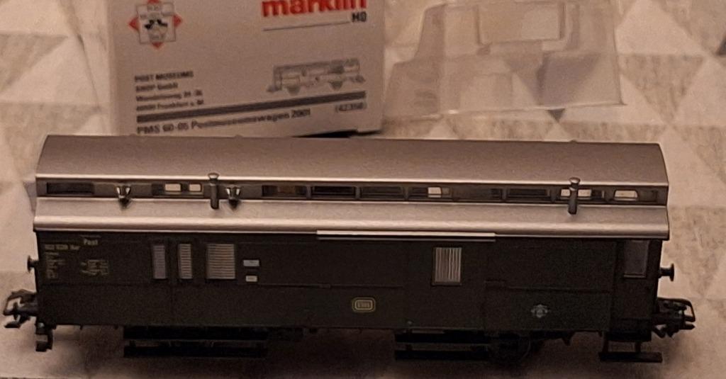 "Märklin HO 42358 Postmuseumwagen 2001 PMS 60-05 DB, Hobby en Vrije tijd, Ophalen of Verzenden, Zo goed als nieuw, Wagon, Märklin