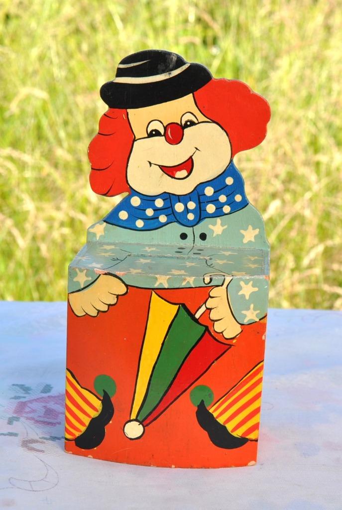 ancienne tirelire en bois clown, Collections, Enlèvement ou Envoi, Utilisé, Bois, Autres thèmes