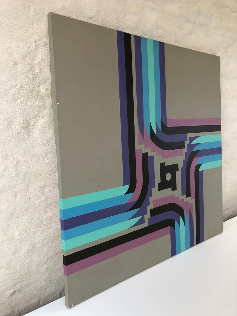 Groot abstract schilderij 100x100 – geometrisch modern, Antiek en Kunst, Kunst | Schilderijen | Modern, Ophalen