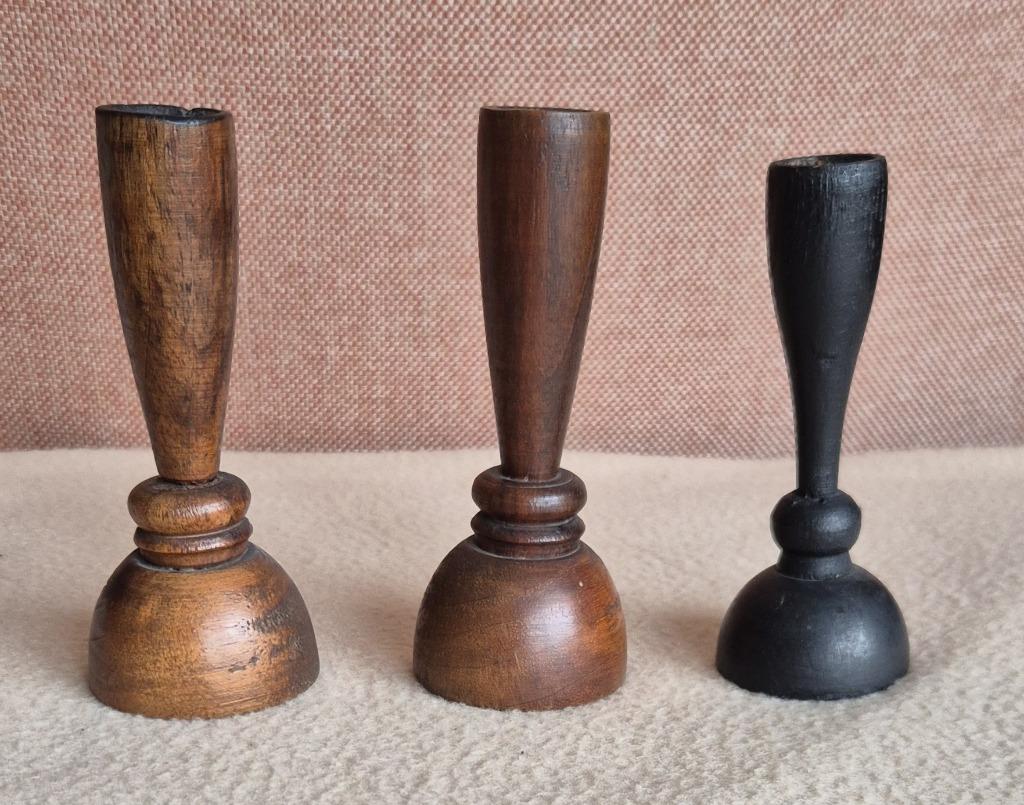 3 bougeoirs vintage en bois, Envoi, Utilisé
