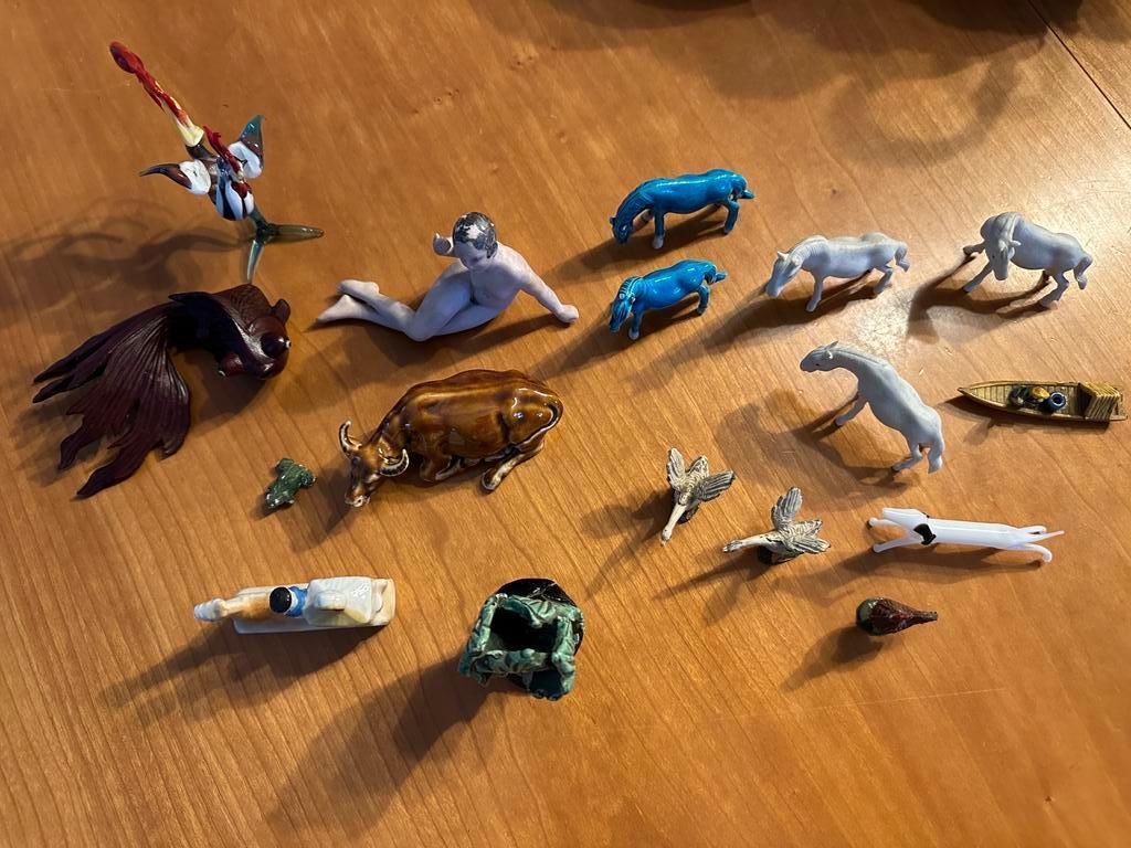 Lot kleine porseleinen diertjes paard, haan, beer,, Antiek en Kunst, Curiosa en Brocante, Ophalen of Verzenden