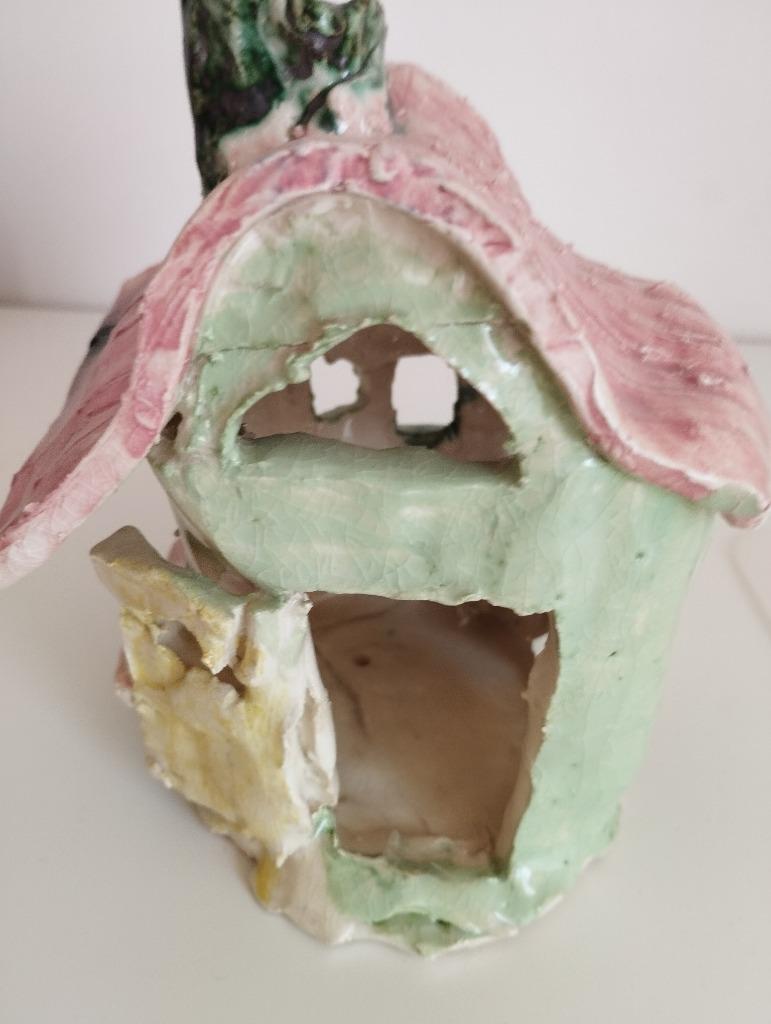 Huisje uit gebakken klei voor theelichtje, Antiek en Kunst, Ophalen