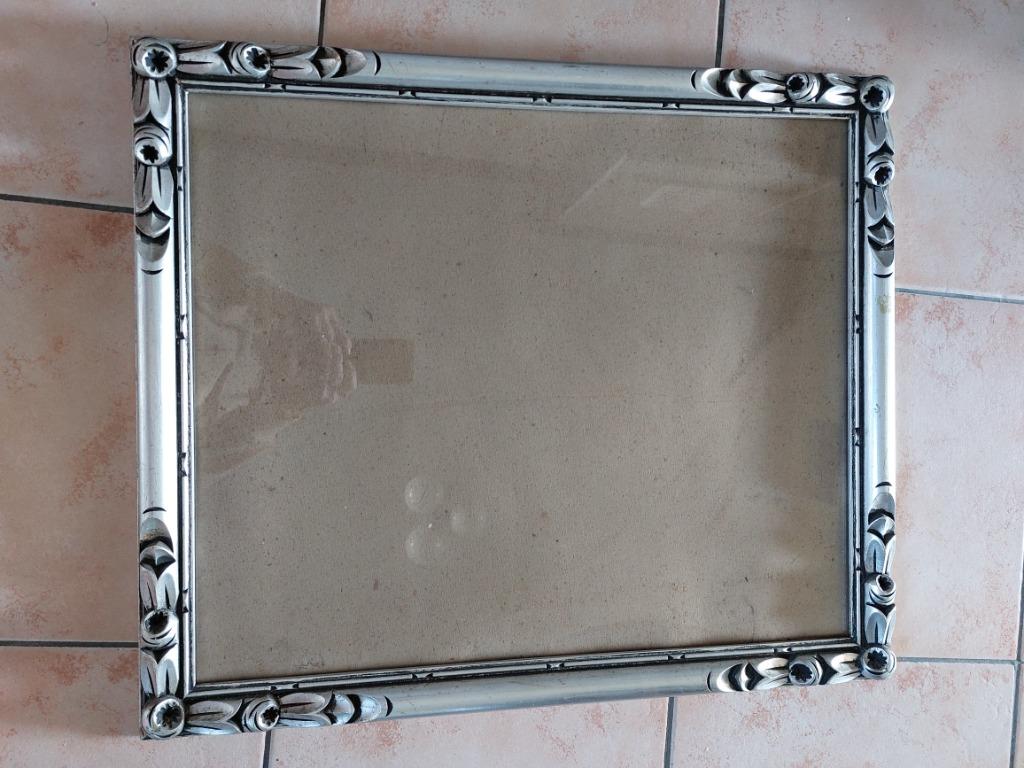 Mooie grote houten zilverkleurige Art Deco kader met glas, Ophalen of Verzenden
