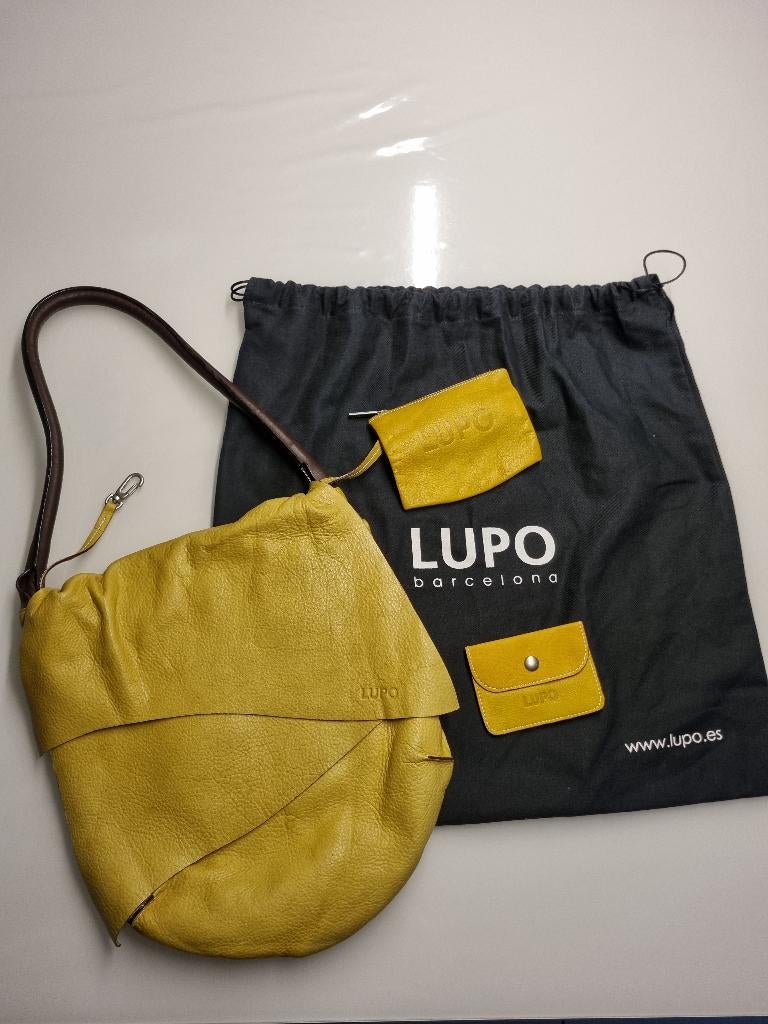 Prachtige Lupo Barcelona leren schoudertas, Handtassen en Accessoires, Tassen | Schoudertassen, Zo goed als nieuw, Overige merken