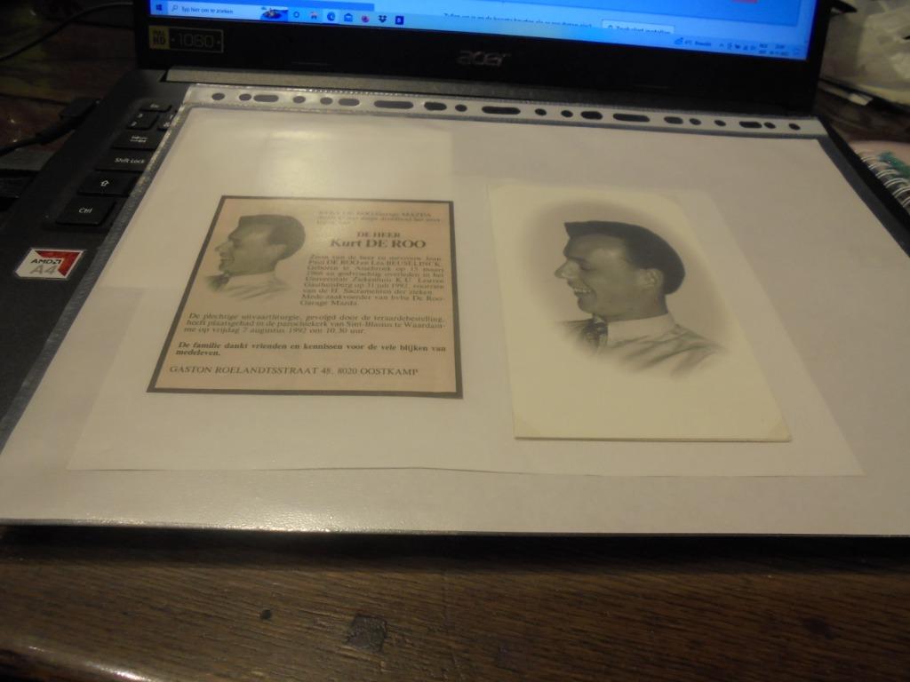 dp Kurt De Roo, Verzamelen, Ophalen of Verzenden, Bidprentje