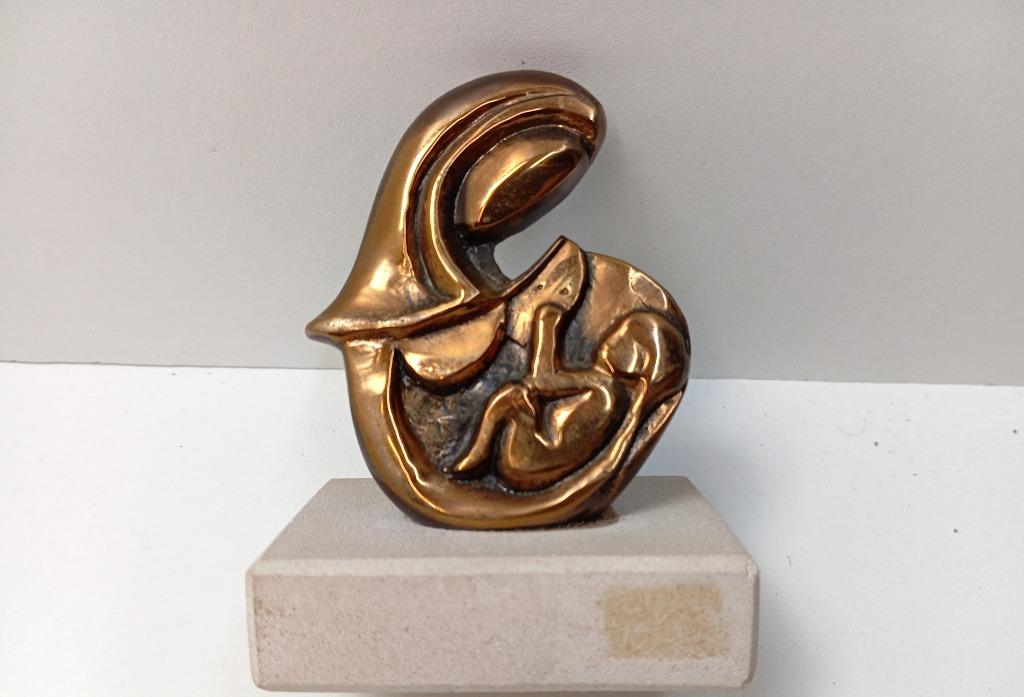 modern brons beeld moeder & baby in baarmoeder, Ophalen of Verzenden, Brons