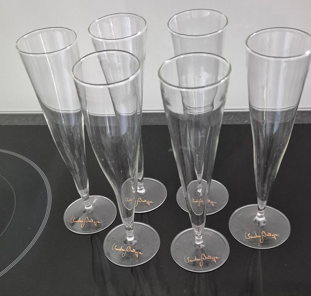 Verres à champagne 6 pièces design Sandra Batley, Enlèvement, Comme neuf