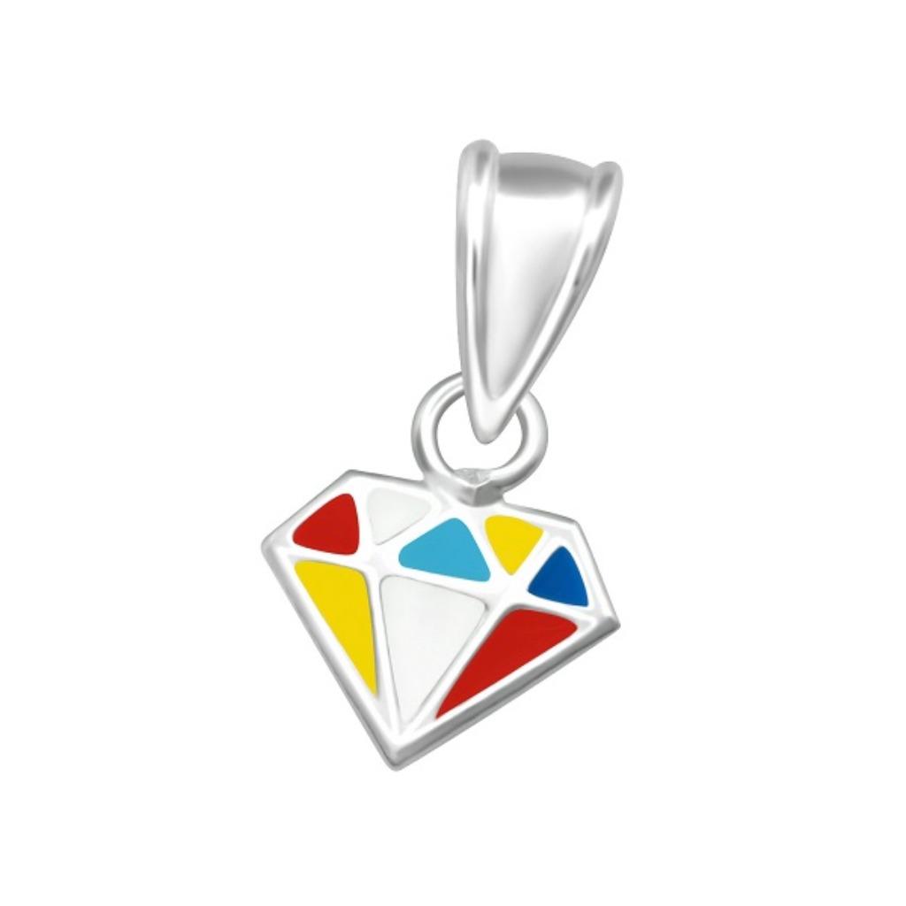 Zilveren kinderhanger diamant, Ophalen of Verzenden, Nieuw, Hanger