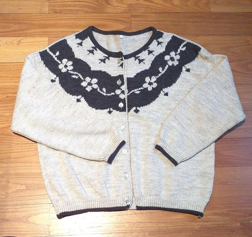 Gilet gris tricoté, taille L - vintage, Enlèvement ou Envoi, Porté, Taille 42/44 (L), Gris