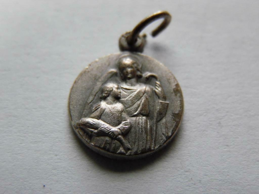 M12 * Antiek Scapulier- Medaille Engelbewaarder, Verzenden, Christendom | Katholiek
