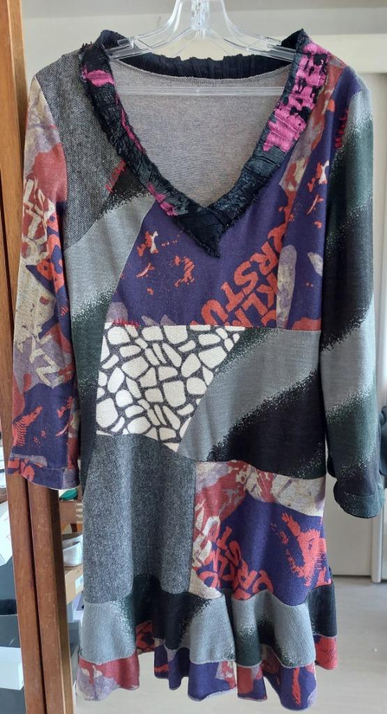 robe hiver, en V, manche long, patchwork gris-rose.-crèm.T42, Vêtements | Femmes, Taille 42/44 (L), Autre, Enlèvement ou Envoi