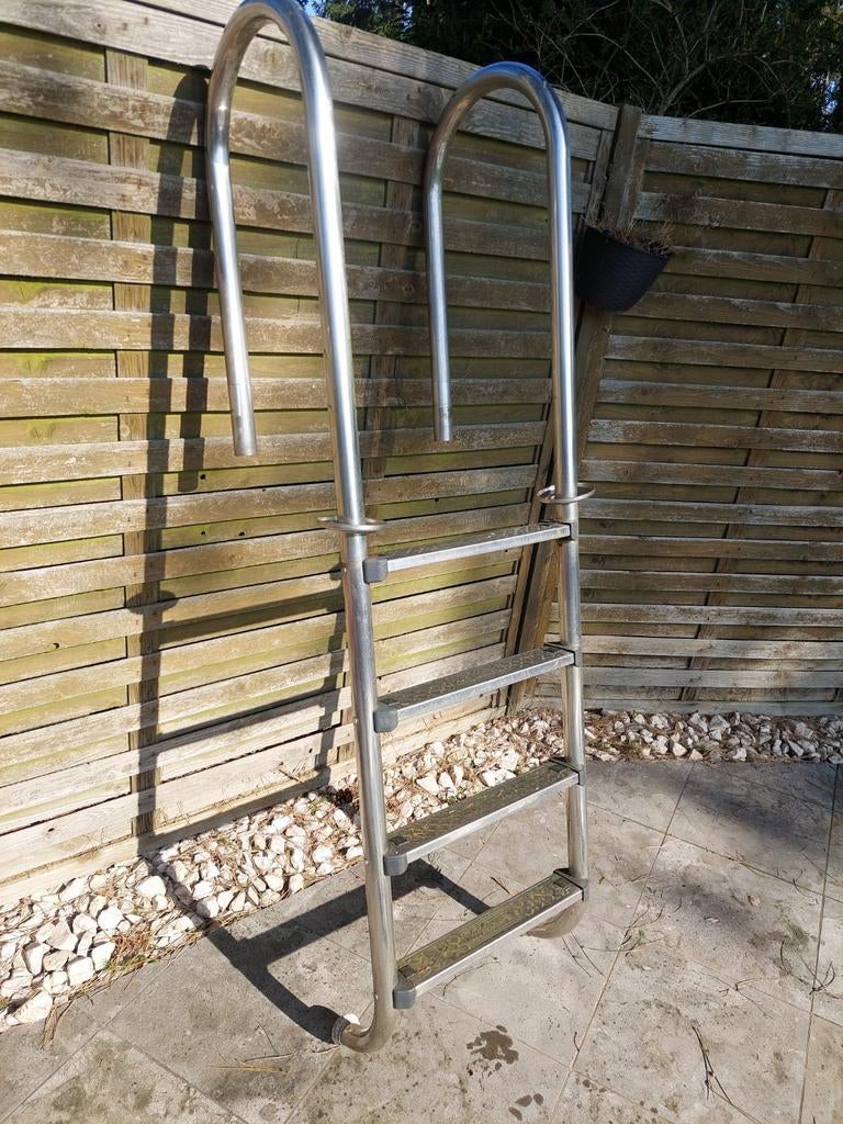 inox rvs zwembad ladder, 4 treden, Tuin en Terras, Ophalen, Zo goed als nieuw, Ladder