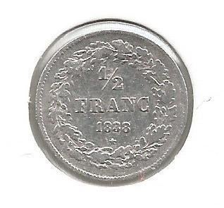 13908 * LEOPOLD I * 1/2 frank 1838, Verzenden, Zilver