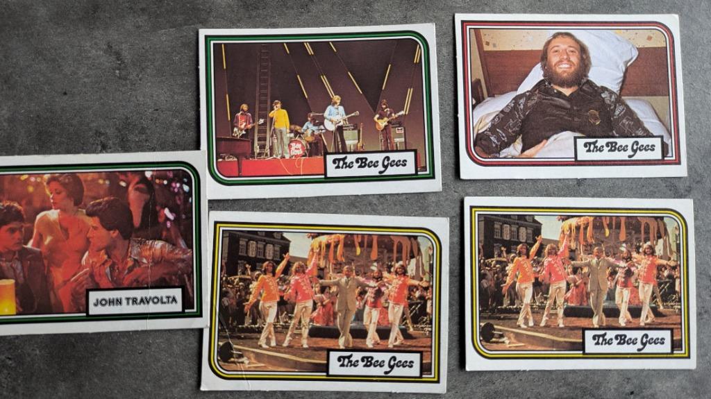 MONTY GUM KAARTEN BEE GEES  TRAVOLTA 5X ANNO 1978, Verzenden
