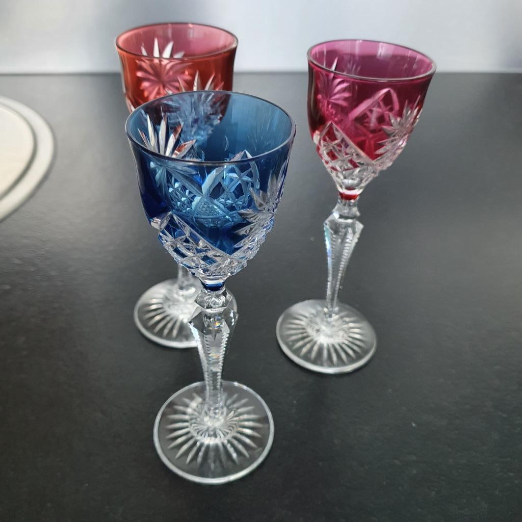Val Saint Lambert 2-kleurige glazen 14 cm hoog, Antiek en Kunst, Ophalen
