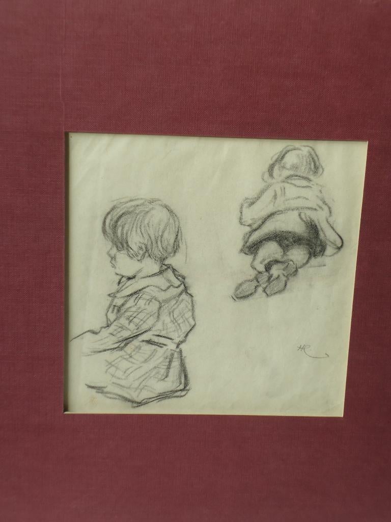 Henri CASSIERS originele tekening potlood studie 2 kinderen, Antiek en Kunst, Ophalen of Verzenden