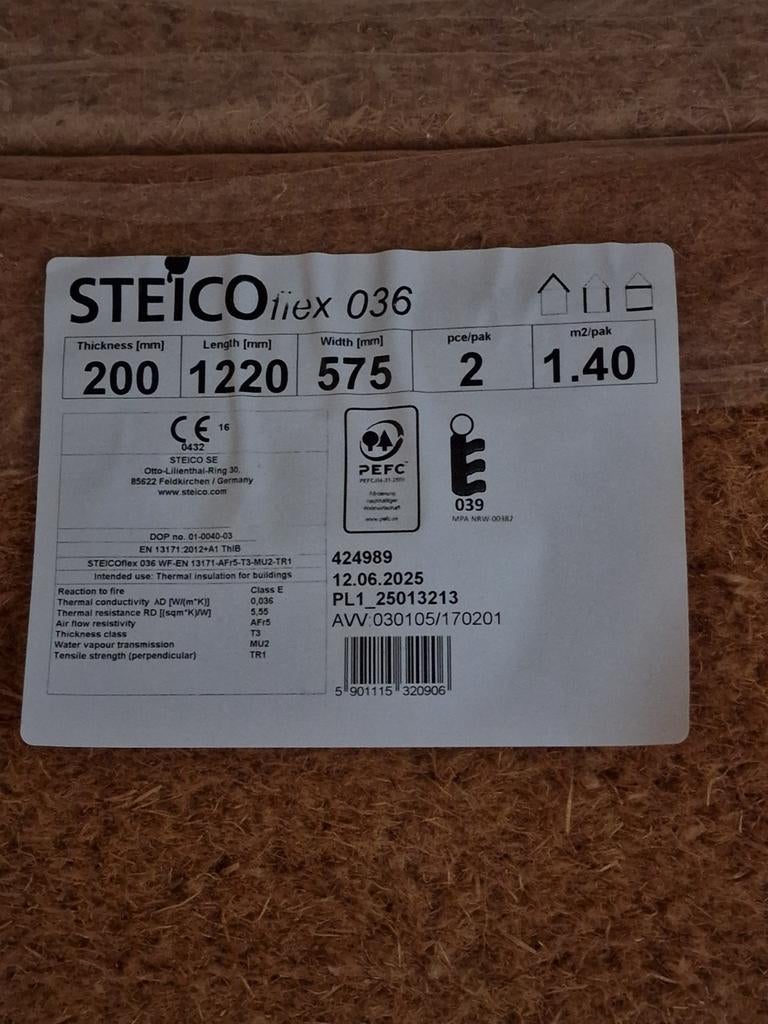 Houtwolisolatie Steico Flex  200mm, Doe-het-zelf en Bouw, Ophalen