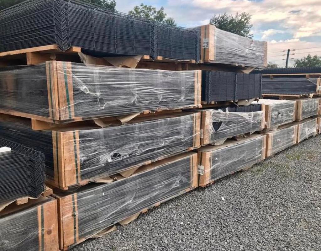 Clôture métallique treillis jardin palissade H1m23, Neuf, Fer, Clôture en treillis métallique, Avec portail