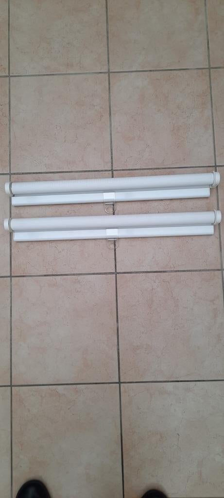 2 Rolgordijnen wit zelfoprollend Hoogte 1,5m Breedte 60cm, Enlèvement ou Envoi, Utilisé, Blanc