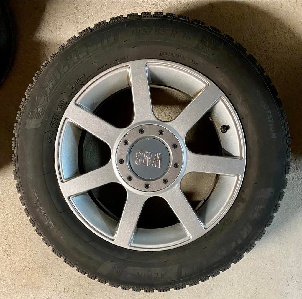 4x Michelin Alpin 6 winterbanden + aluminium velgen, Auto-onderdelen, Banden en Velgen, Ophalen, Gebruikt, 15 inch, Banden en Velgen