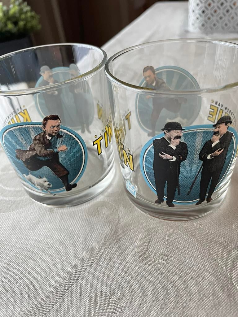 Twee nieuwe glazen van kuifje Tin Tin, Verzamelen, Glas en Drinkglazen, Ophalen of Verzenden, Nieuw
