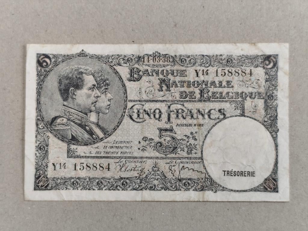 Billet de 5 francs type 1919 Albert 1er état TTB, Enlèvement ou Envoi, Billets en vrac
