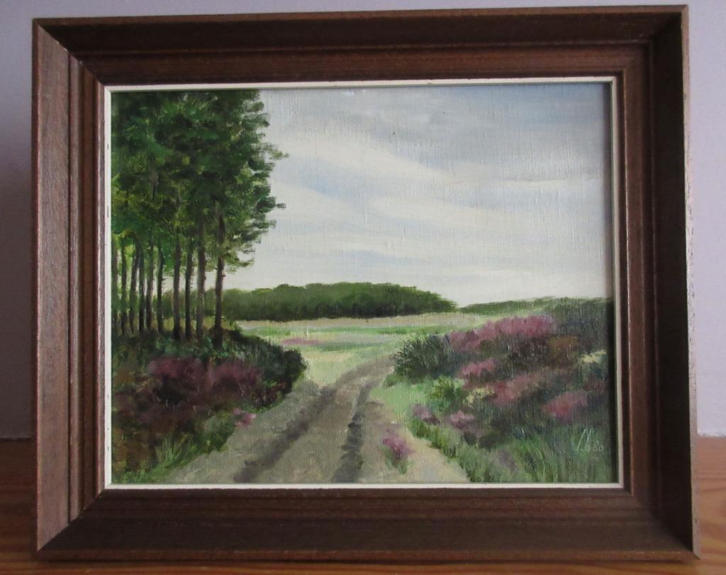 Schilderij "de heide" in Riemst - L. Boschmans, Ophalen of Verzenden