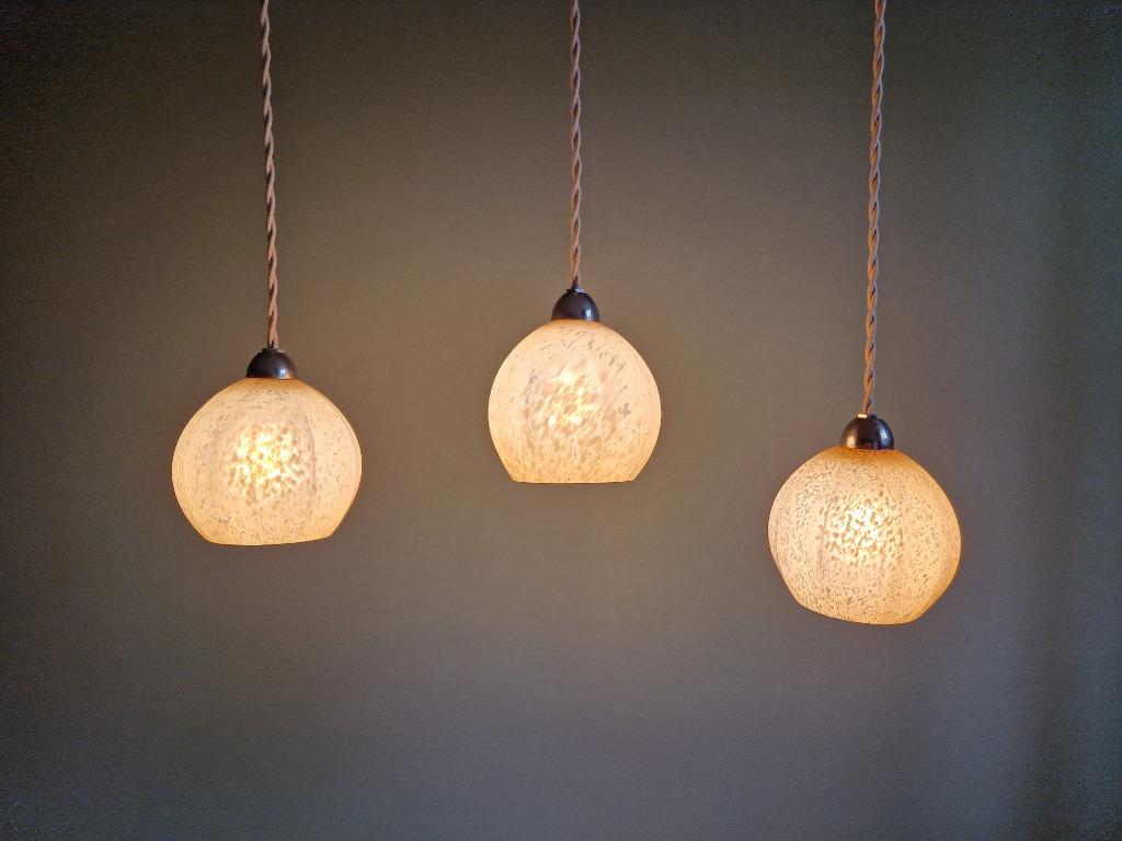 Suspension Art Déco en verre moucheté rose (1 disponible), Enlèvement ou Envoi