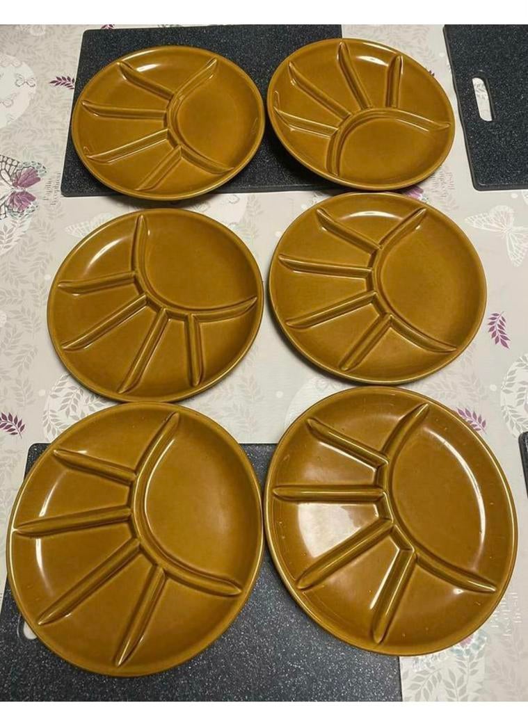 Lot de 6 assiettes à fondue vintage, Utilisé, Assiettes(s)