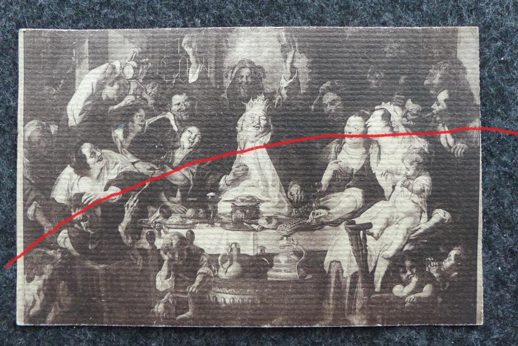 Postkaart 14/8/1909 Musée Bruxelles, Jordaens, Le Roi Bolt, Enlèvement ou Envoi, Avant 1920, Affranchie, Bruxelles (Capitale)