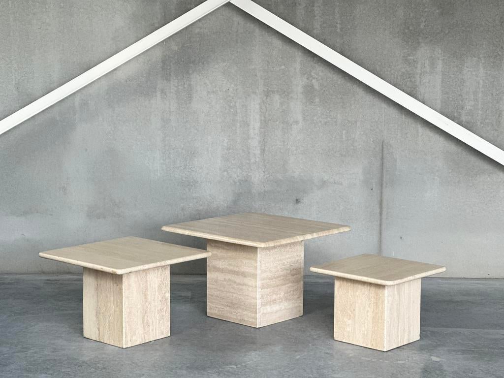 Vintage travertine coffeetable’s 1980s, Ophalen