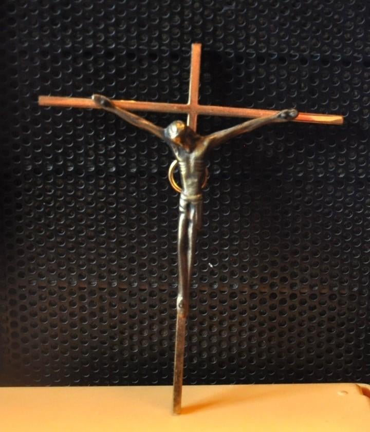 crucifix mural en laiton et bronze (n1), Ophalen of Verzenden