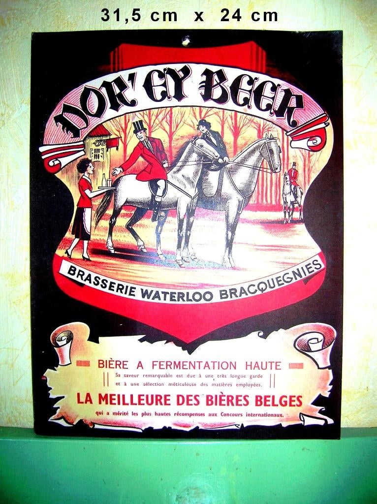 WATERLOO Bracquegnies Kartonreclame, Verzamelen, Biermerken, Ophalen of Verzenden, Zo goed als nieuw, Reclamebord, Plaat of Schild