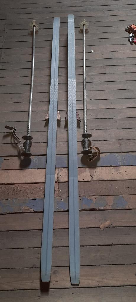 Skis de fond vintage avec bâtons, Enlèvement ou Envoi, Utilisé, Ski de fond, Skis