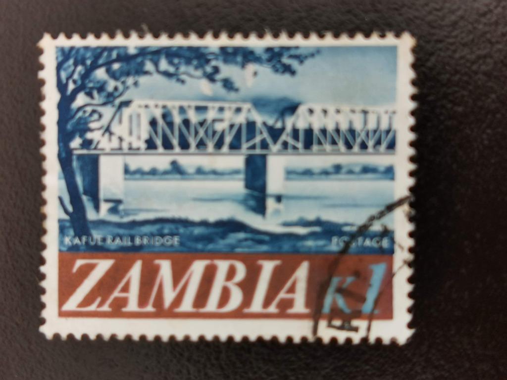 Zambie 1968 - pont ferroviaire - train, Enlèvement ou Envoi, Affranchi, Trains