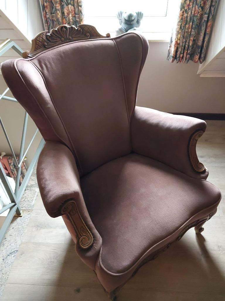 2 Louis XV style bergère wingback chair zetels, Enlèvement, Utilisé, Une personne, Banc droit
