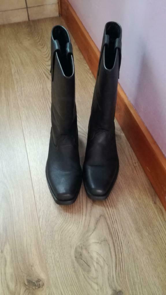 bottes en cuir noir, Ophalen, Zo goed als nieuw, Zwart, Hoge laarzen
