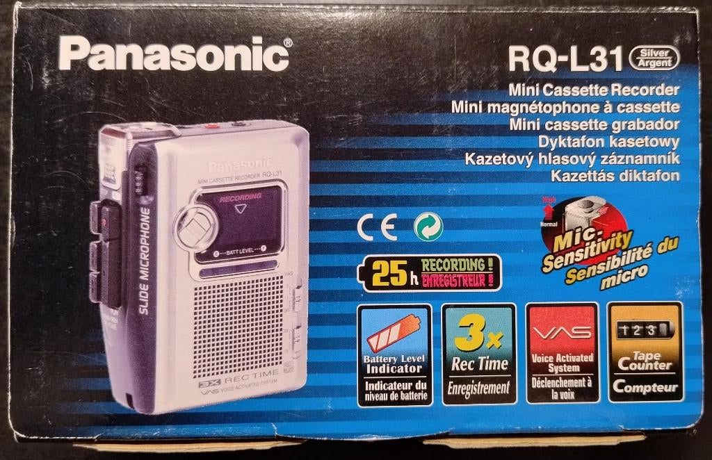 Vintage Panasonic Mini Cassette Recorder RQ-L31 boxed, Envoi, Magnétophone