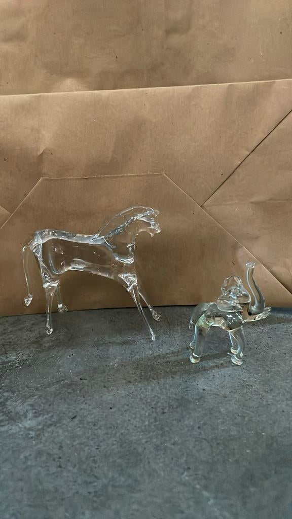 Paard en olifant in glas, Antiek en Kunst, Ophalen