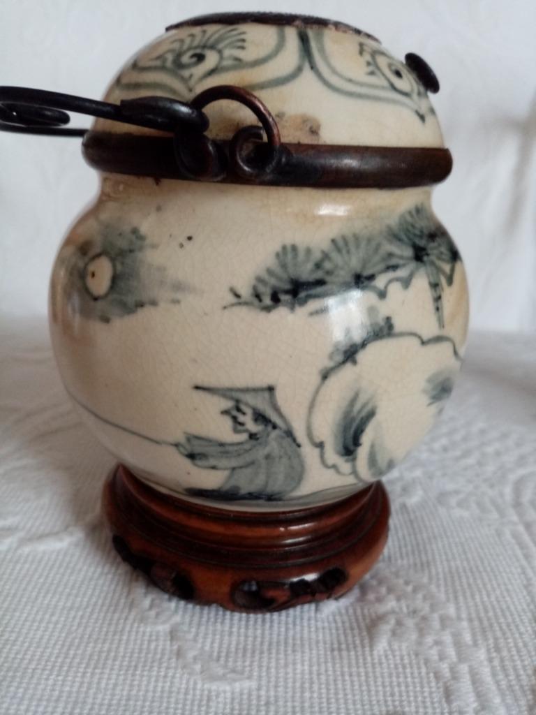 19/20 eeuwse Sino/Vietnam keramische pot/waterpijp (9,50cm), Antiek en Kunst, Antiek | Keramiek en Aardewerk, Ophalen of Verzenden