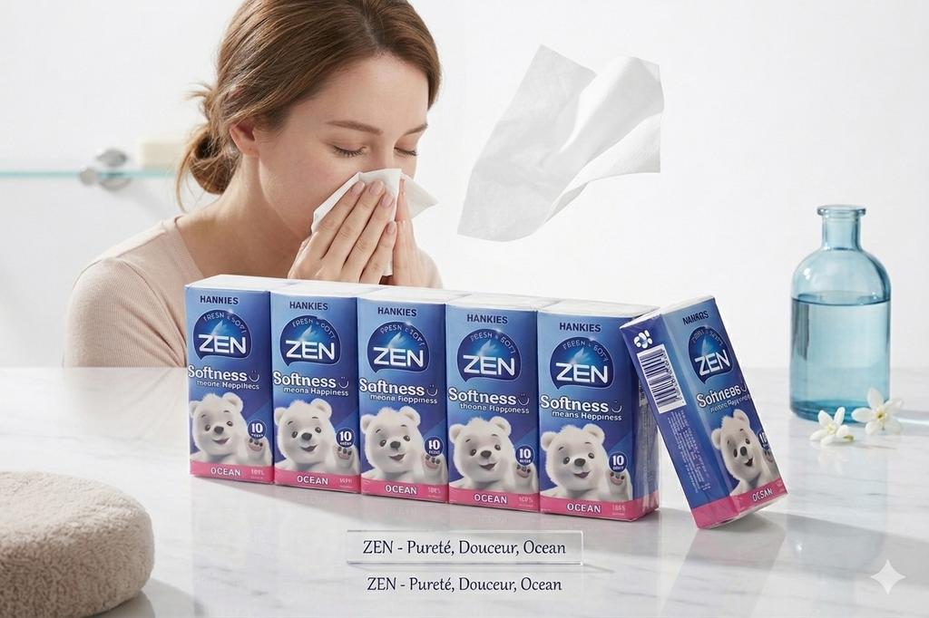 DESTOCKAGE MASSIVE , ZEN Hankies - Océan (Pack de 10) 0,55€