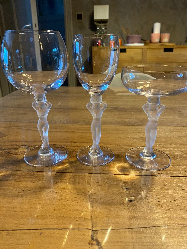 Verres Cristal Femme Nue Bayel France, Antiquités & Art, Enlèvement
