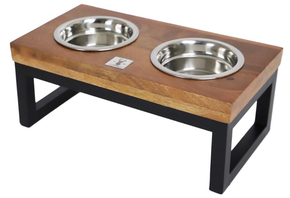 Support d'alimentation en bois avec cadre en métal 35 cm, Enlèvement, Neuf